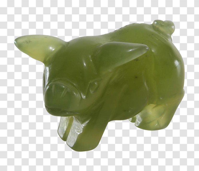 Piggy Bank Green Snout Figurine - Jade Carving Transparent PNG