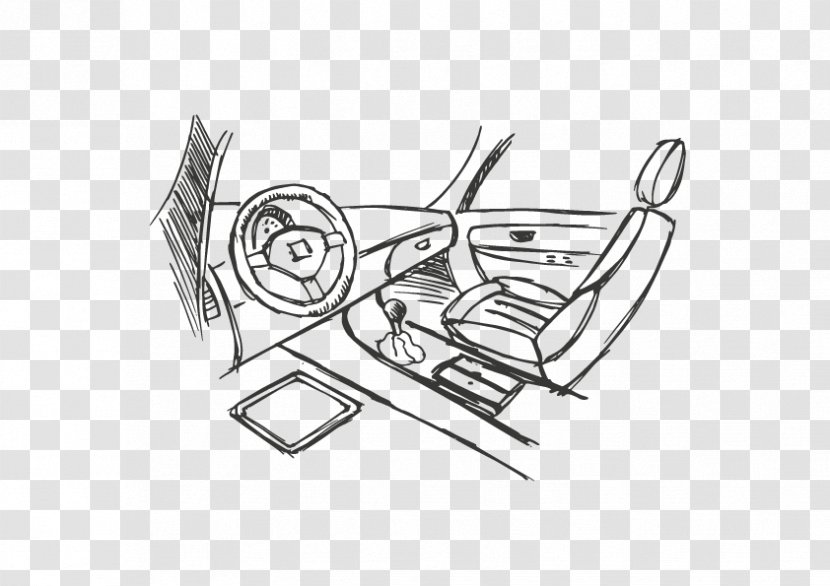 Automotive Design Line Art Sketch - White - Interieur Voiture Transparent PNG