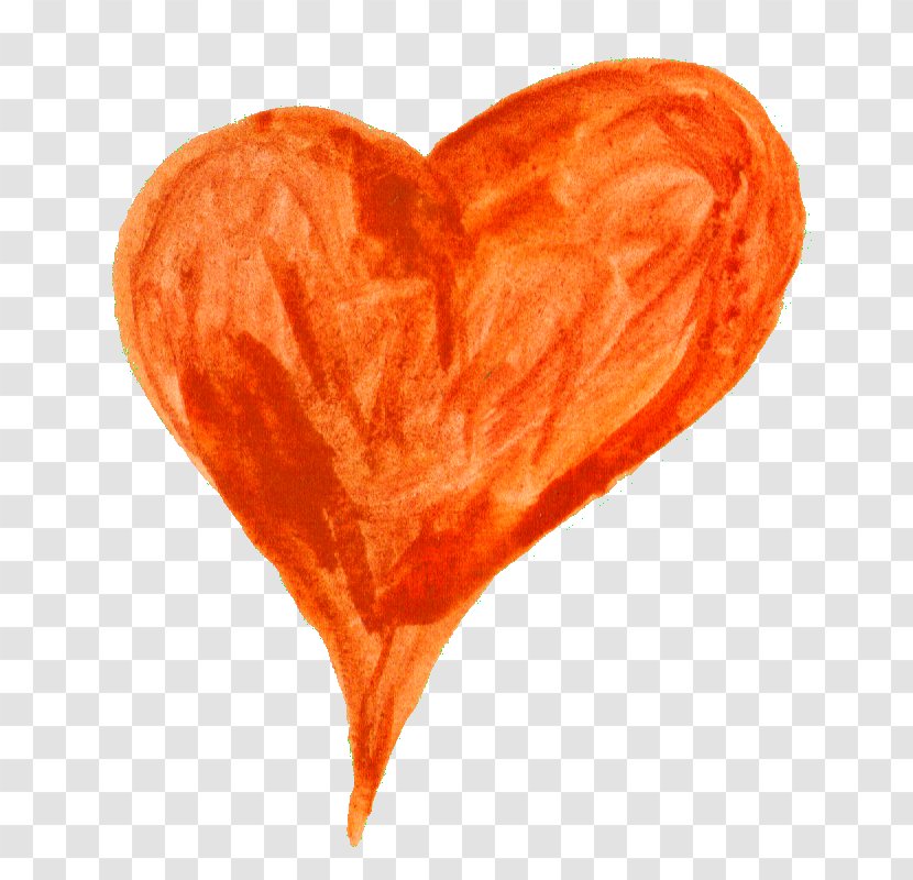 Orange Heart Watercolor Painting Clip Art Transparent PNG