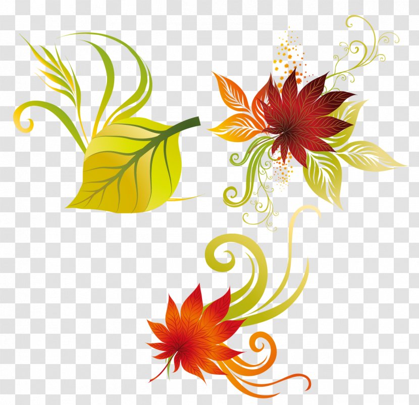 Leaf Floral Design Petal Clip Art - Flower Arranging - Autumn Cartoon Leaves Transparent PNG