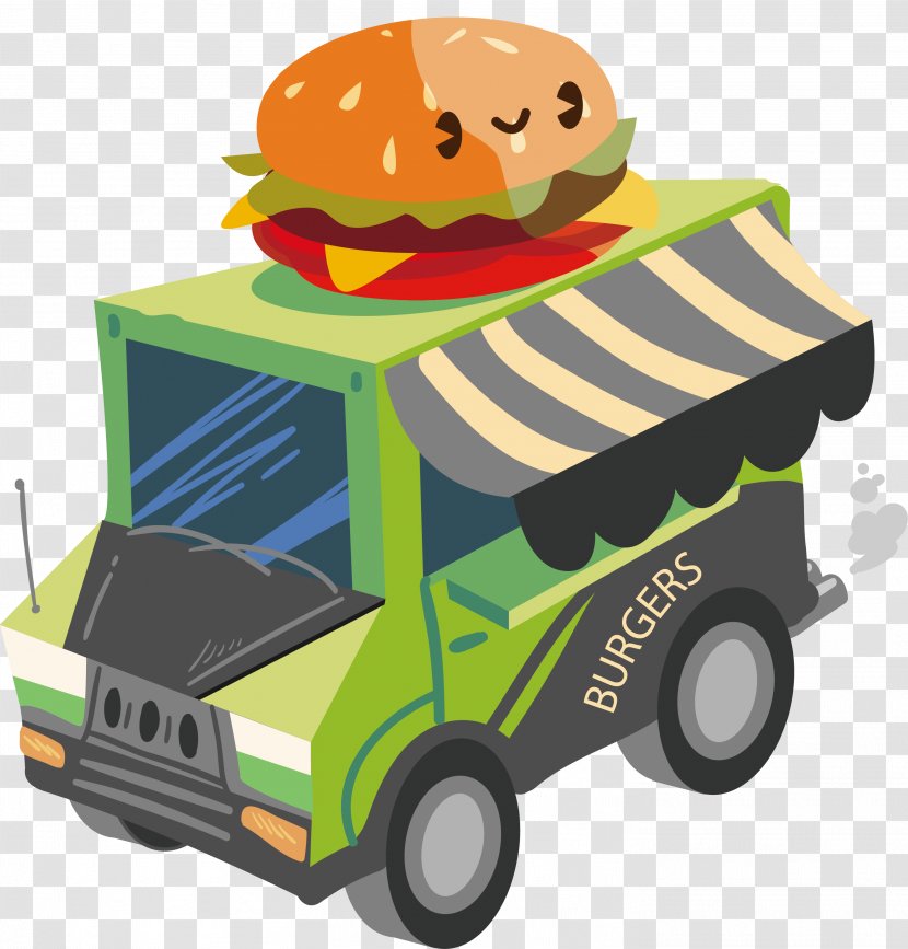 Hamburger Diner Illustration - Motor Vehicle - Green Burger Transparent PNG