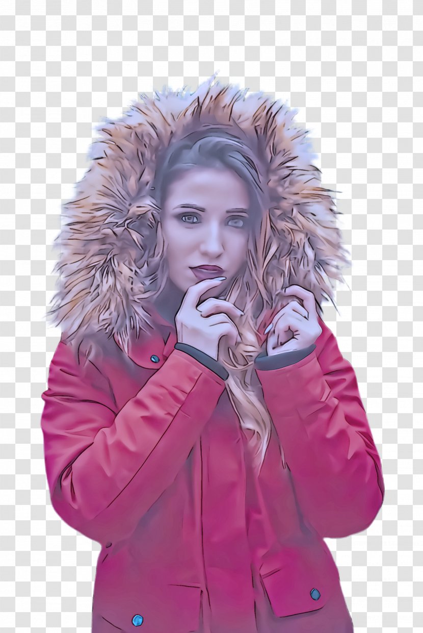 Jacket Pink Parka Outerwear Fur - Sleeve - Gesture Transparent PNG