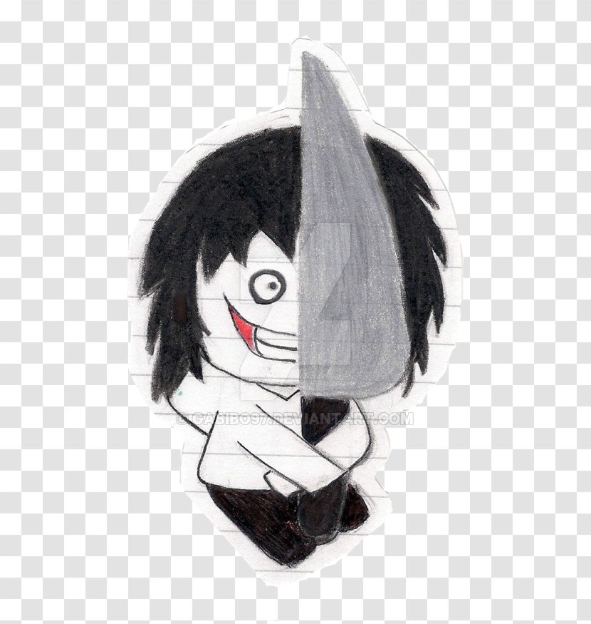 Black Hair Character Cartoon Sketch - Jeff The Killer Transparent PNG