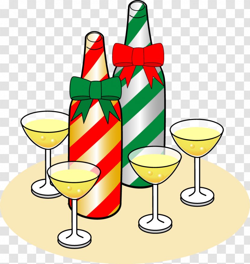 Cuisine Christmas LINE Clip Art - Drink Wine Transparent PNG