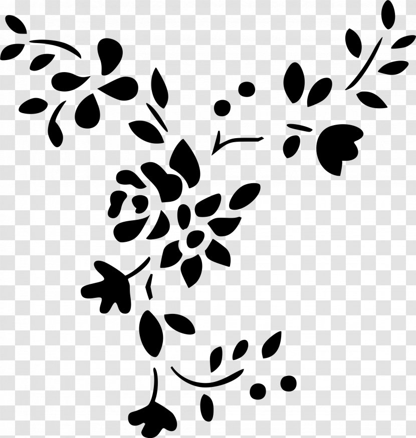 Black And White Clip Art - Branch - Floral Silhouette Transparent PNG