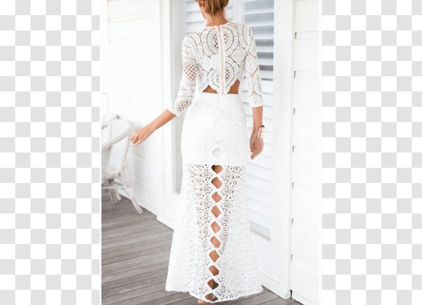 Wedding Dress White Crop Top Sleeve Lace - Costume - Crochet Transparent PNG
