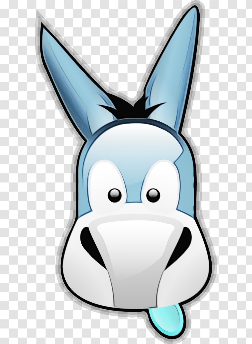 Cartoon White Blue Clip Art Head - Rabbits And Hares Snout Transparent PNG