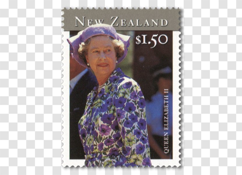 Elizabeth II New Zealand Post Postage Stamps Reign - Violet - Cancelled Stamp Transparent PNG
