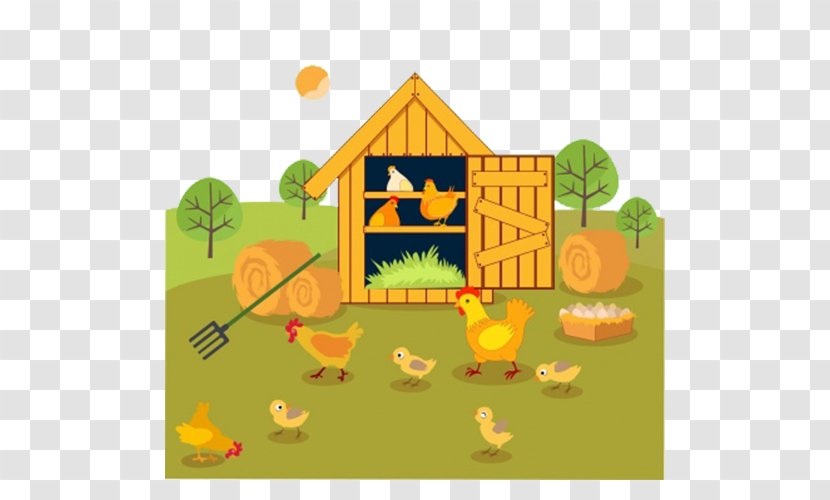 Chicken Farm Drawing Agriculture - House - Cartoon Transparent PNG