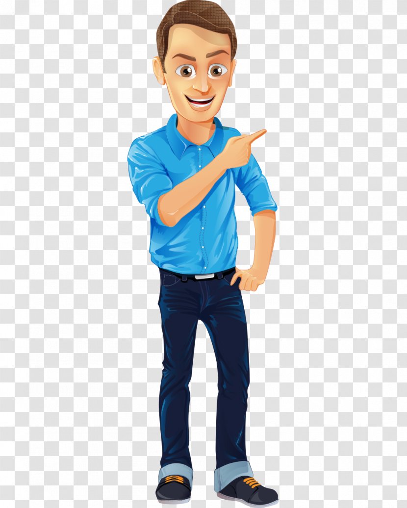 Character Male Cartoon - Toddler - Short Blue Dress Hand-painted Man Transparent PNG