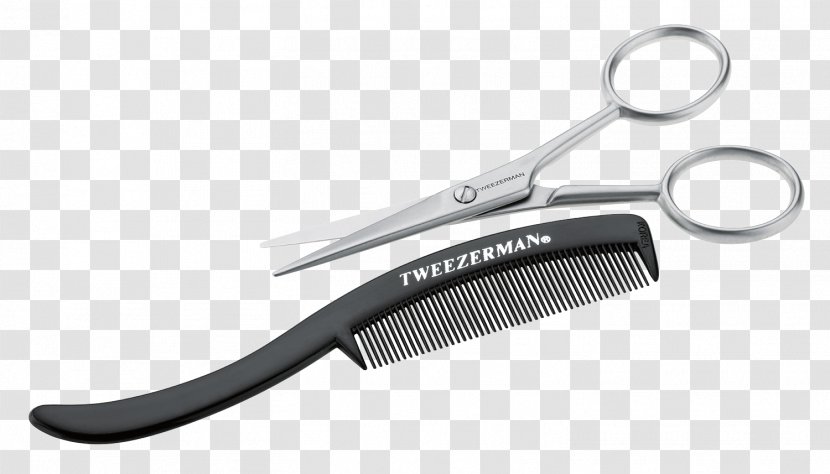 Tweezerman Moustache Scissors With Grooming Comb Hair - Beauty Parlour Transparent PNG
