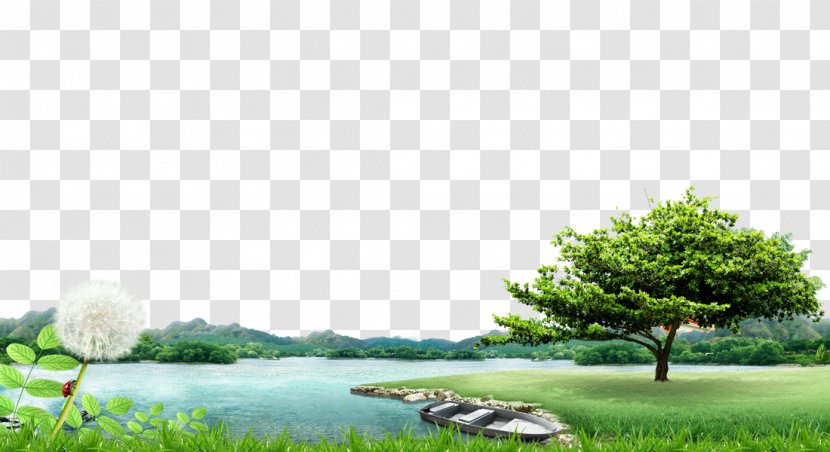 China Lake Fukei Landscape - Sky - Lawn Background Material Transparent PNG