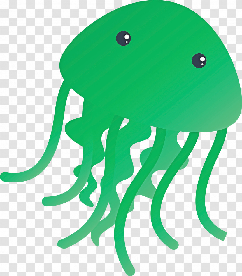 Green Octopus Table Smile Jellyfish Transparent PNG