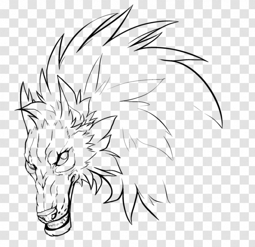 Line Art Gray Wolf Drawing Coloring Book - Black And White - Painting Transparent PNG