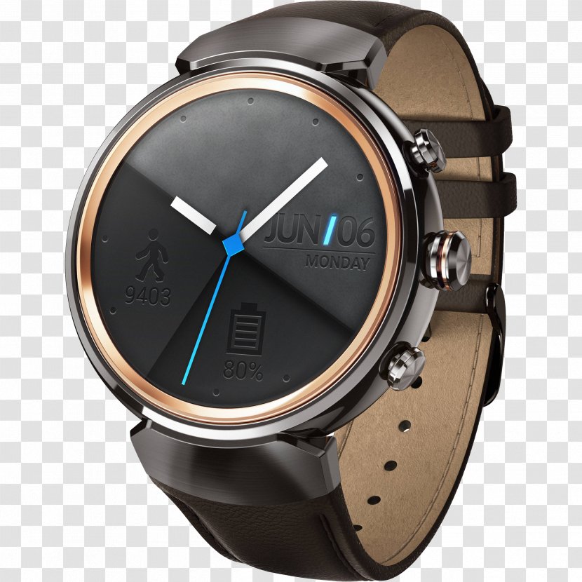 Asus Zenwatch 3 WI503Q Gunmetal (Dark Brown Leather Strap) Smartwatch - Watch Transparent PNG