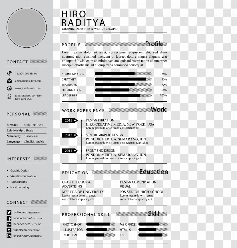 Brand Font - Light Gray Resume Template Transparent PNG