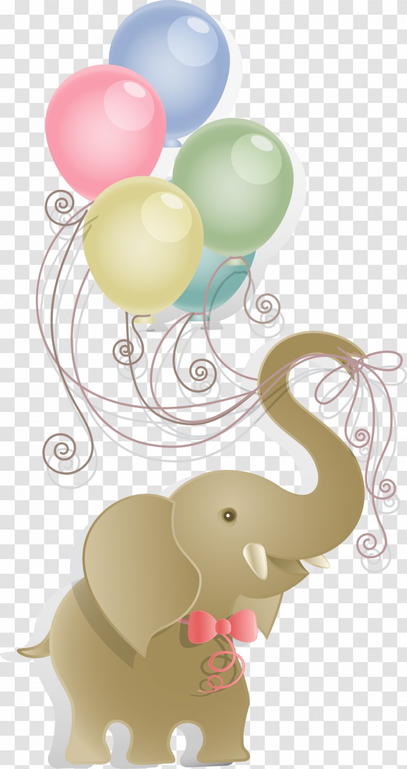 Cartoon Clip Art - Party Supply - Vector Elephant Holding Balloons Transparent PNG