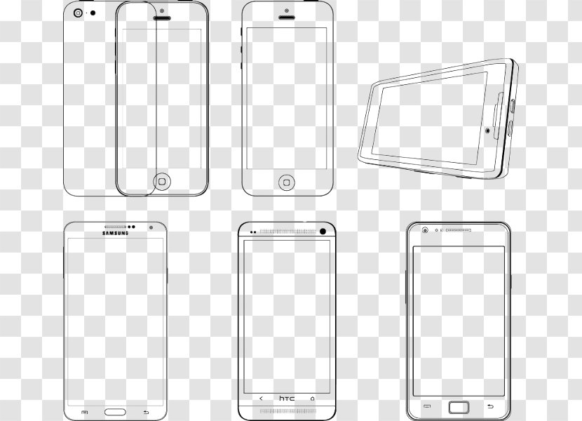 Mobile Phone - Website Wireframe - Simple Line Draft Transparent PNG