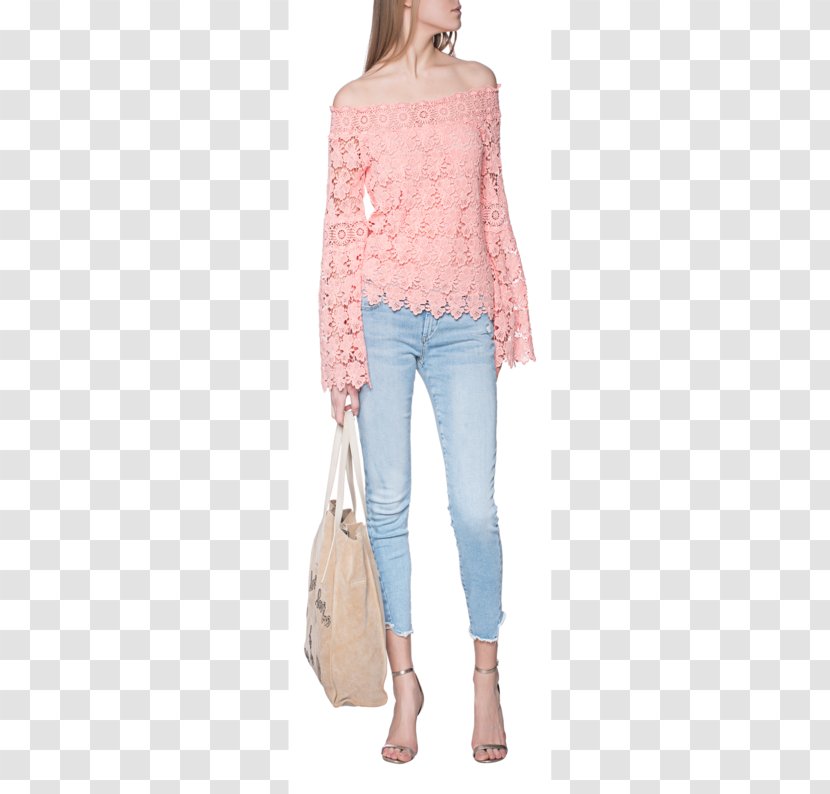 Jeans Shoulder Pink M Sleeve Blouse - Clothing Transparent PNG