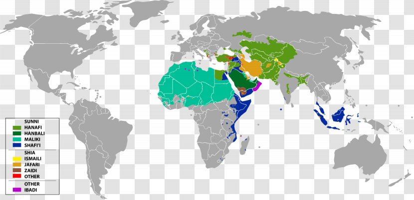 Muslim World Islam Map Madhhab Hanafi - Sharia Transparent PNG