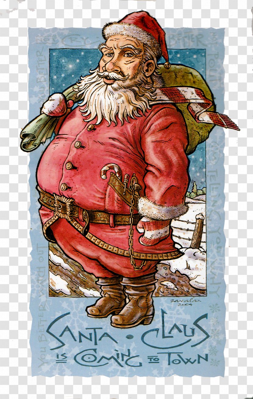 Santa Claus Christmas Illustration - Fictional Character - Hand-painted Card Transparent PNG