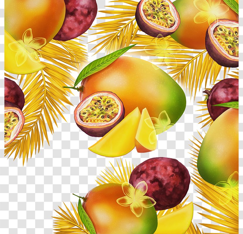 Juice Passion Fruit Illustration - Local Food - Mango Pomegranate Pattern Transparent PNG