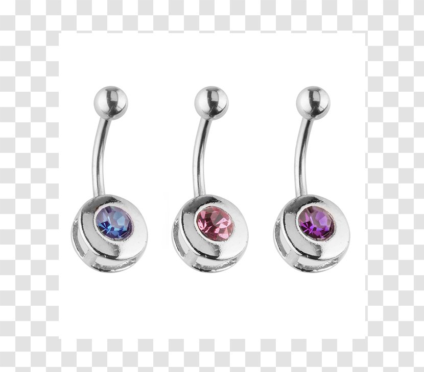 Earring Body Jewellery Surgical Stainless Steel Gemstone - Silver Transparent PNG