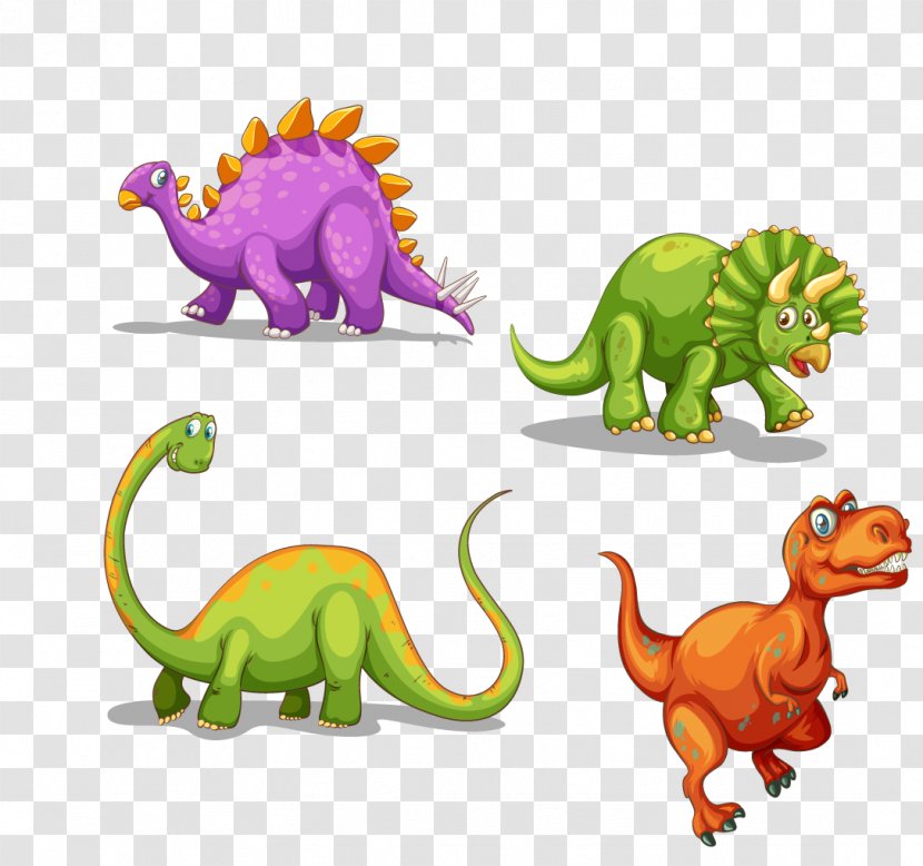 Tyrannosaurus Dinosaur Triceratops Cartoon - Organism - Vector Colored Transparent PNG