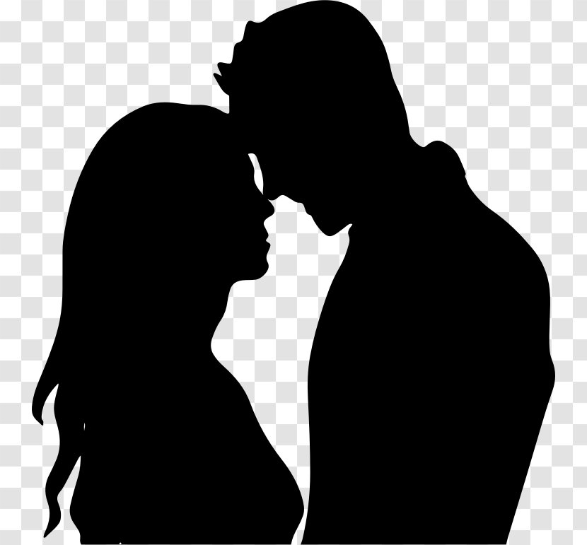The Kiss Silhouette Couple Drawing Clip Art - Monochrome - Love Transparent PNG