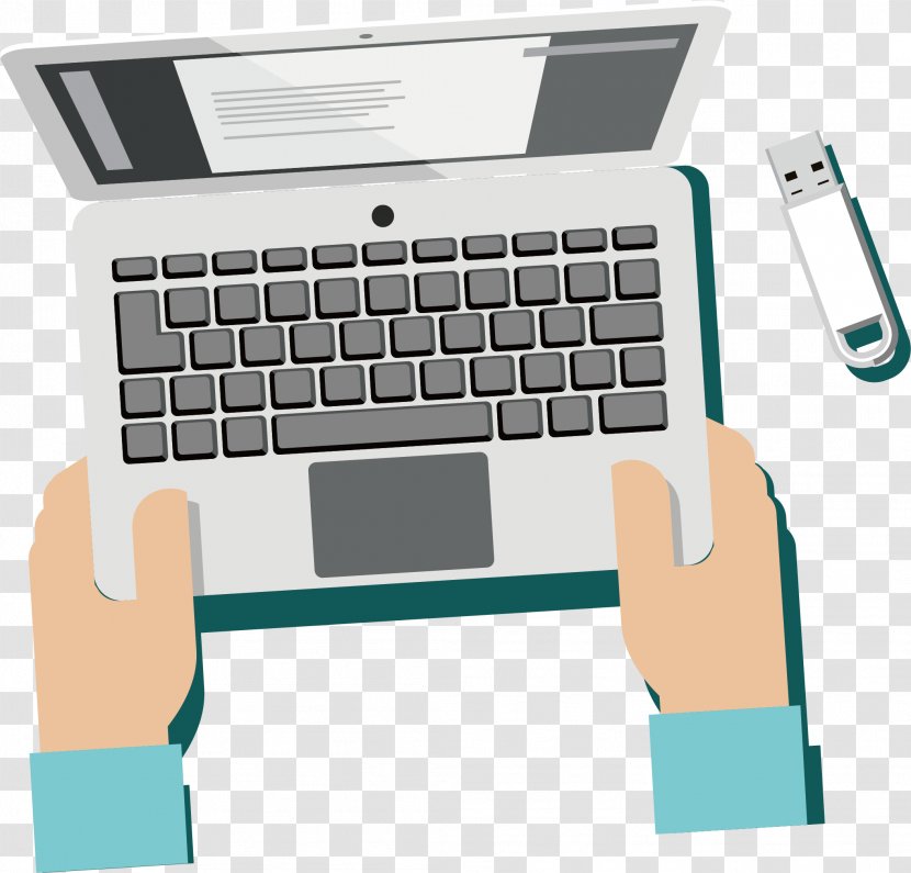 Computer Keyboard USB Flash Drive Download - Copying - Vector Hand Transparent PNG