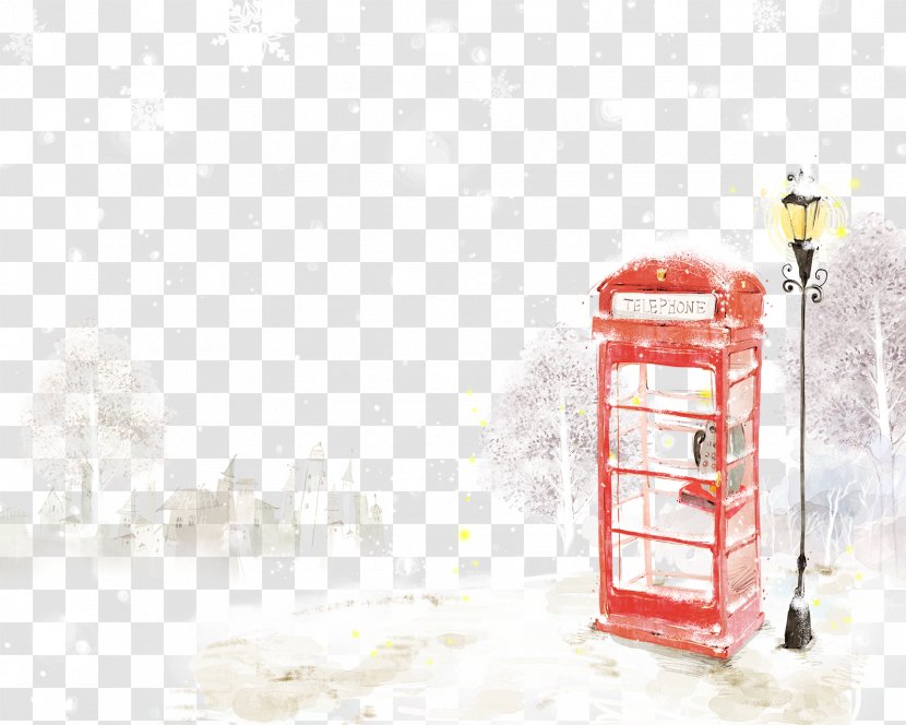 Telephone Booth Cartoon Illustration - Color - Snow Transparent PNG