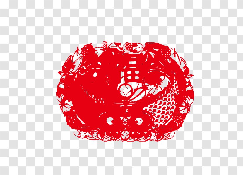 Chinese New Year Papercutting - Heart - Blessing,Fish Every Year,Chinese Transparent PNG