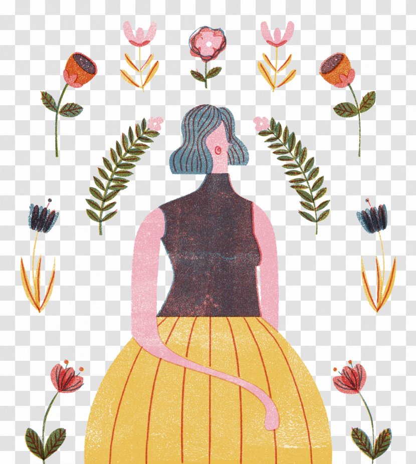 Drawing Printmaking Model Sheet Illustration - Flower - Character Design Woman Flowers Transparent PNG
