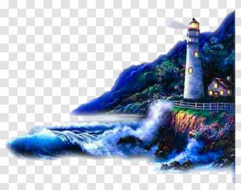 Beach Lighthouse Sea Wind Wave - Painting Transparent PNG