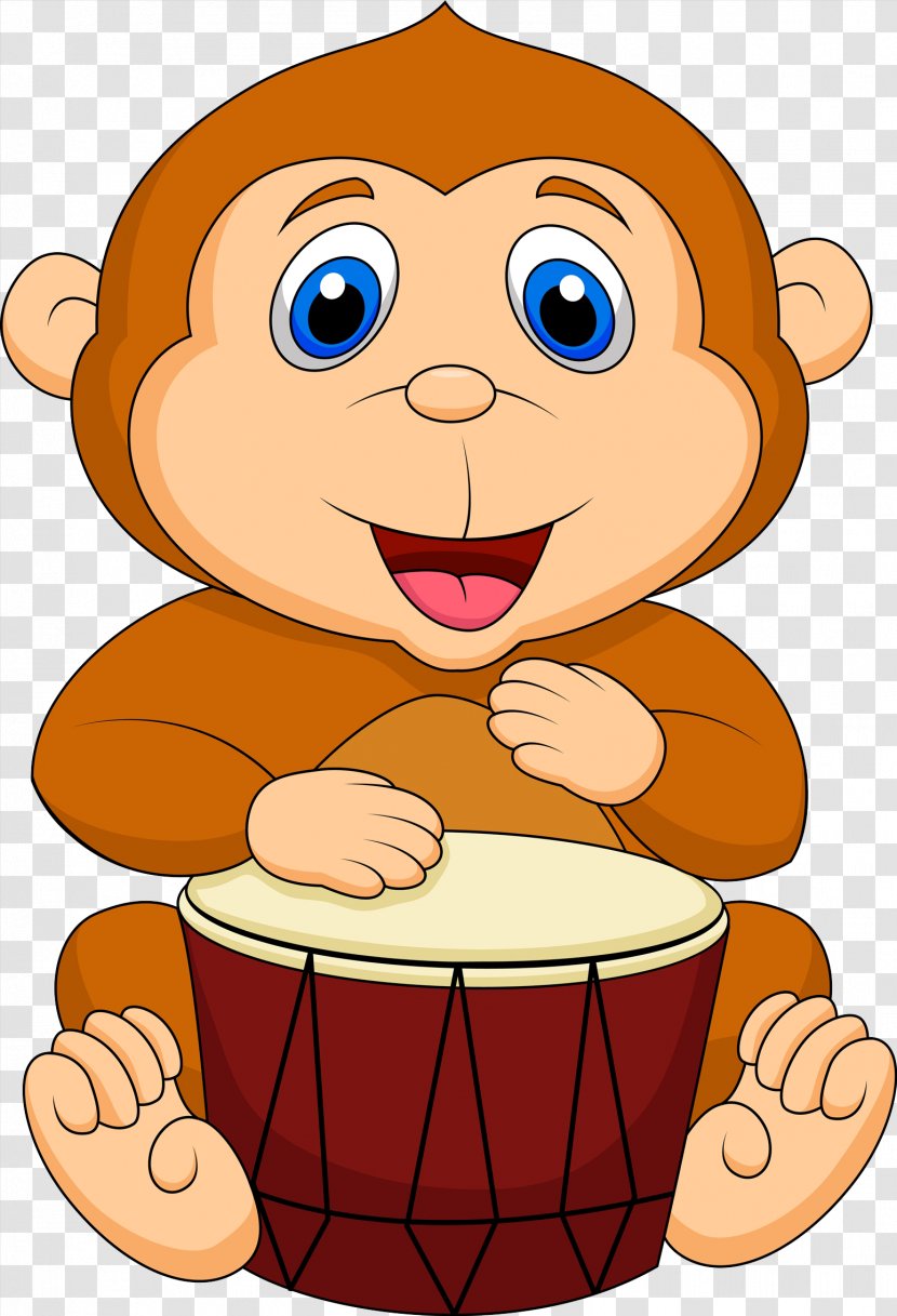 Drums Cartoon Royalty-free - Monkey - Baby Transparent PNG