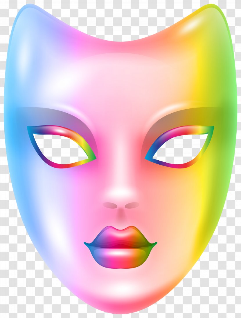 Mask Face Facial Clip Art - Heart - Carnival Rainbow Image Transparent PNG
