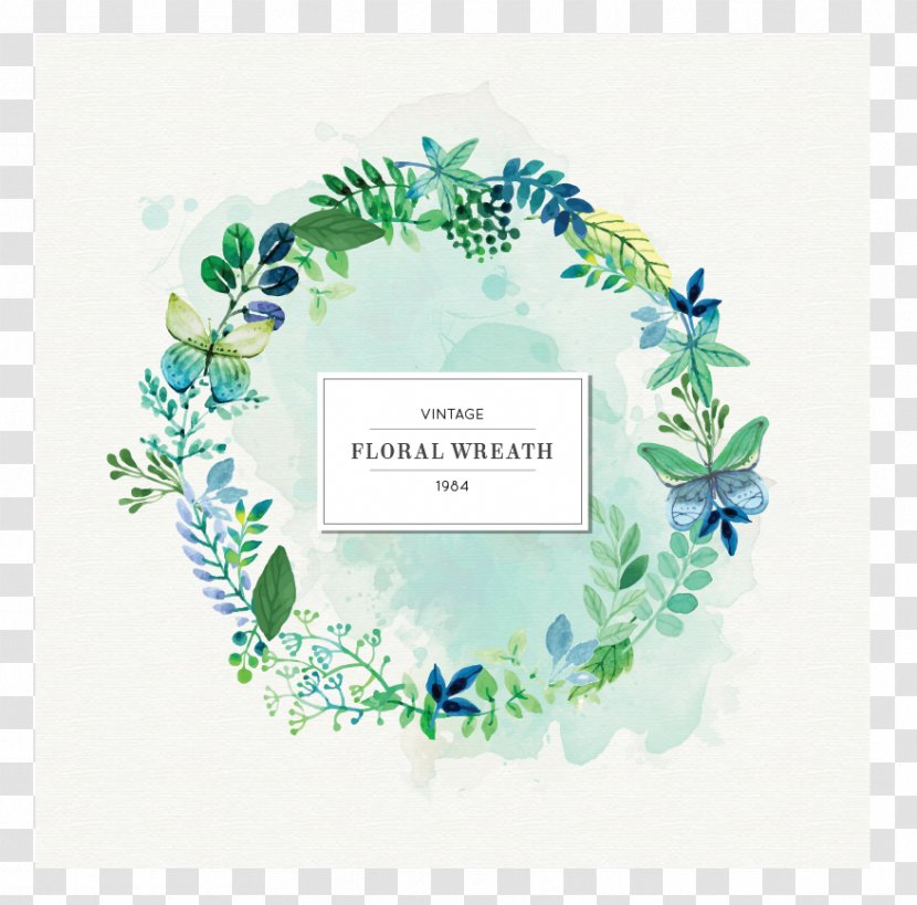 Flower Watercolor Painting Wreath Green - Leaf Transparent PNG