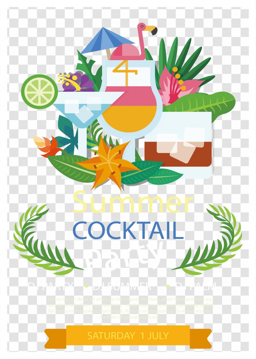 Cocktail Graphic Design Clip Art - Leaf - Summer Party Transparent PNG