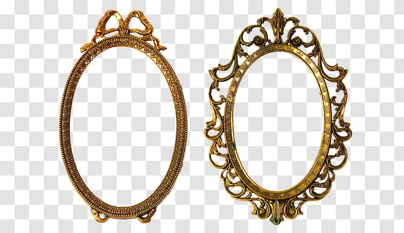 Picture Frames Gold Oval Mirror - Brass Transparent PNG