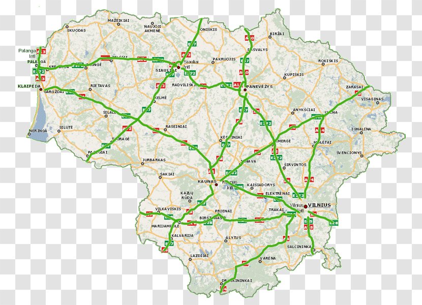 Lithuania Lietuvos Keliai Map Road Transport - Toll Transparent PNG