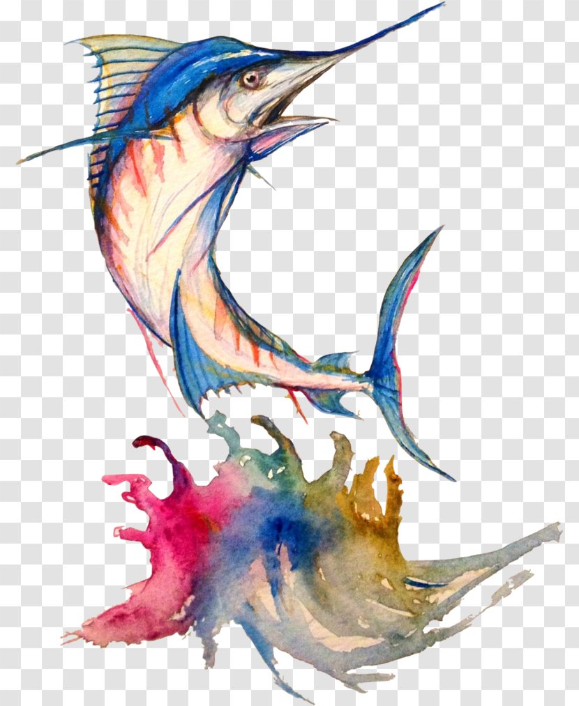 Art Watercolor Painting Drawing Atlantic Blue Marlin - Watercolour Animals Transparent PNG