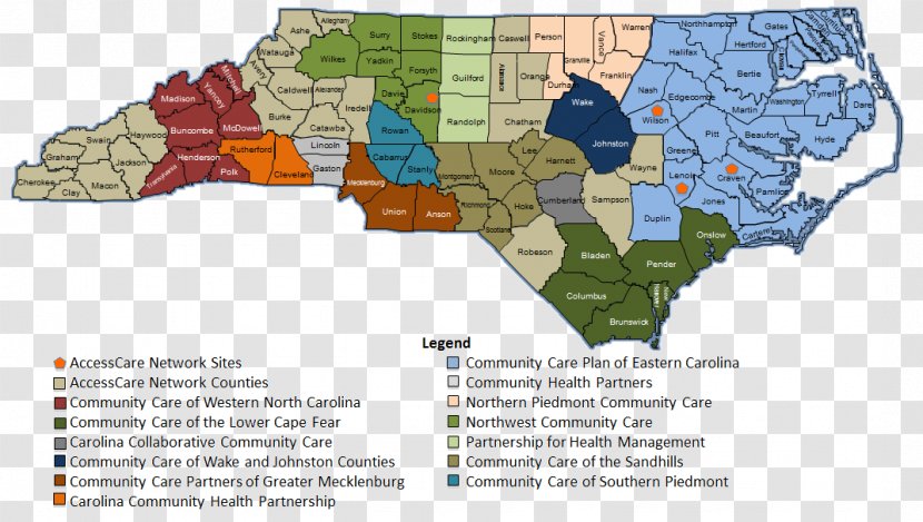 Community Care Of North Carolina Health System - Map Transparent PNG