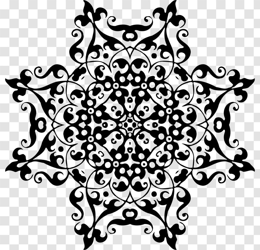 Black And White Shape Symmetry Pattern - Flower Transparent PNG