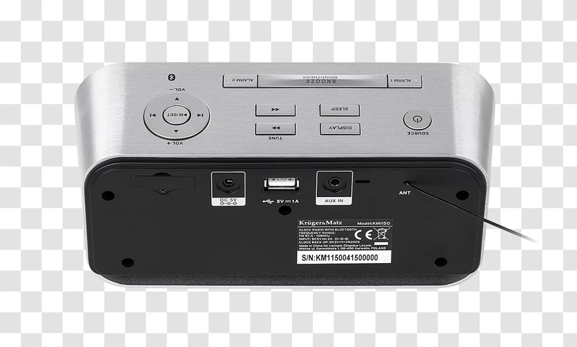 KrugerMatz KM1150 / Radiobudík S USB FM Rádiem Bluetooth AUX Displej 2 X 3W (Km 1150) Alarm Clocks - Electronics - Usb Transparent PNG
