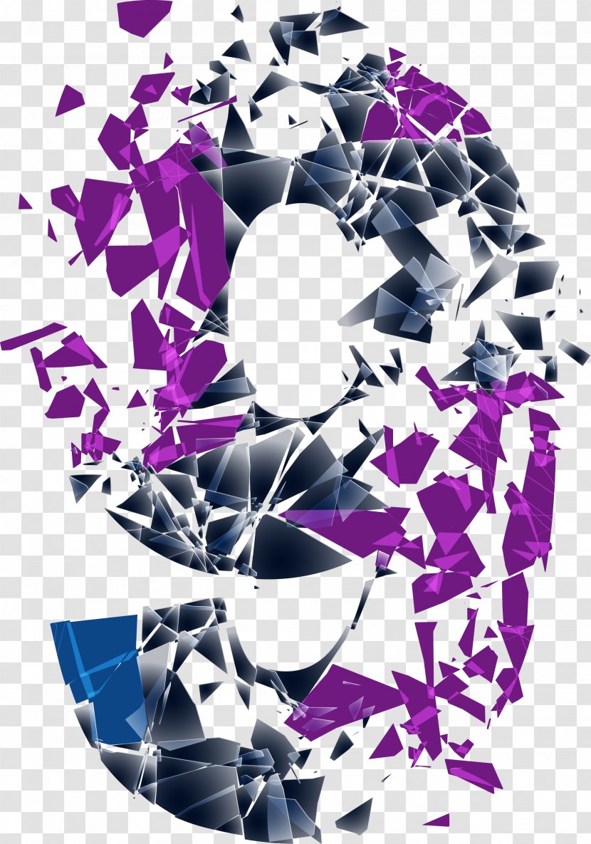 Numerical Digit Arabic Numerals Illustration - Violet - Debris Effect 9 Transparent PNG