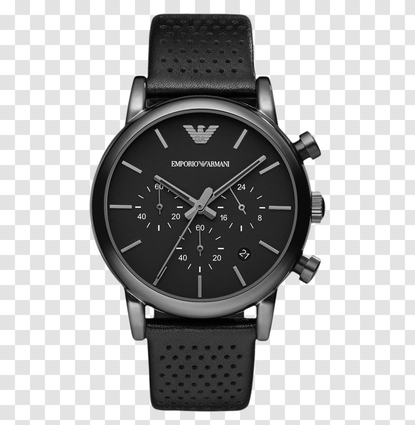 Emporio Armani AR1737 Watch Black Leather Strap Chronograph - Online Shopping Transparent PNG