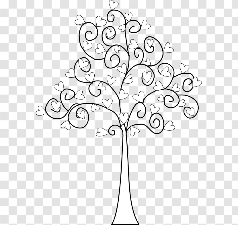 Tree Drawing Heart Valentine's Day Line Art - Plant Transparent PNG