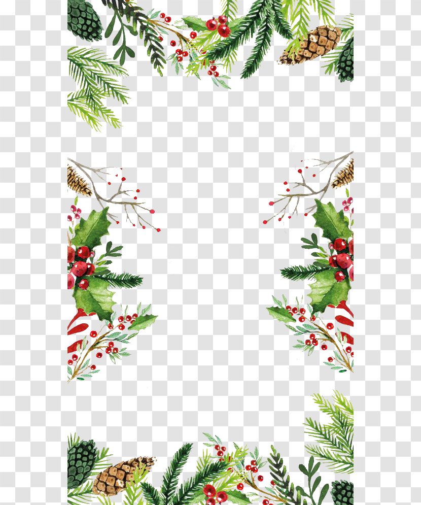Christmas Santa Claus Wallpaper - Pine Family - Hand-painted Background Plant Transparent PNG