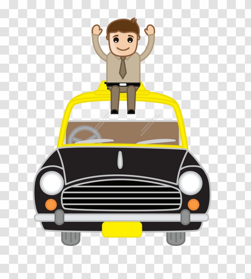 India Taxi Cartoon Driving - Stock Photography - Happy Businessman Sitting Car Transparent PNG