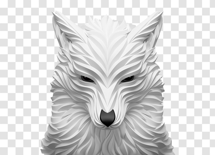 Gray Wolf 3D Computer Graphics Digital Art Illustration - Black And White Transparent PNG